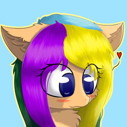 Size: 1500x1500 | Tagged: safe, artist:ppptly, oc, oc only, oc:program mouse, pony, anime eyes, avatar, blushing, cute, ear fluff, female, heart, outline, simple background, solo