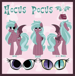 Size: 1600x1621 | Tagged: safe, artist:missbramblemele, oc, oc only, oc:heather, bat pony, pony, female, mare, reference sheet, solo