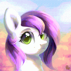 Size: 700x700 | Tagged: safe, artist:alphadesu, oc, pony, animated, commission, cute, female, looking at you, mare, purple mane, smiling, solo, ych result