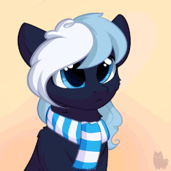 Size: 1000x1000 | Tagged: safe, artist:alphadesu, oc, oc only, oc:moon flower, pony, animated, clothes, cute, floppy ears, gradient background, male, ocbetes, scarf, solo, stallion, ych result