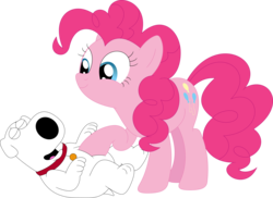 Size: 3580x2609 | Tagged: safe, artist:porygon2z, pinkie pie, dog, g4, brian griffin, crossover, family guy, high res, male, simple background, transparent background