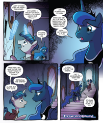 Size: 703x838 | Tagged: safe, artist:tony fleecs, idw, official comic, princess luna, stygian, alicorn, pony, unicorn, g4, my little pony: nightmare knights, nightmare knights #1, spoiler:comic, comic, crying, female, male, mare, speech bubble, stallion, to be continued