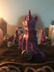 Size: 4032x3024 | Tagged: safe, princess luna, pony, g4, brushable, irl, pagan, pentagram, photo, religion, ring, toy, wiccan