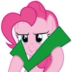 Size: 3000x3000 | Tagged: artist needed, safe, pinkie pie, earth pony, pony, a friend in deed, g4, check, check mark, female, high res, pinkie pie approves, reaction image, simple background, solo, transparent background, vector