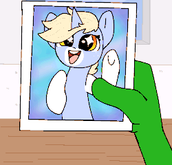 Size: 980x940 | Tagged: source needed, safe, artist:nootaz, oc, oc:anon, oc:nootaz, pony, unicorn, animated, chest fluff, coat markings, cute, female, floppy ears, freckles, frown, glare, grumpy, looking at you, mare, offscreen character, open mouth, party pooper pants, photo, pov, smiling, socks (coat markings), solo focus, spongebob squarepants, starry eyes, unamused, underhoof, waving, wingding eyes