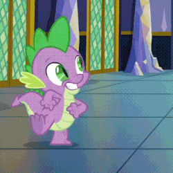 Size: 400x400 | Tagged: safe, edit, screencap, spike, dragon, father knows beast, g4, animated, baby, baby dragon, cropped, cute, dancing, door, feet, folded wings, gif, green eyes, grin, hallway, loop, male, shit eating grin, smiling, solo, spikabetes, strut, swagger, teeth, twilight's castle, underfoot, winged spike, wings