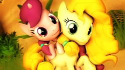 Size: 1920x1080 | Tagged: safe, artist:mrwithered, pear butter, sugar belle, earth pony, pony, g4, 3d