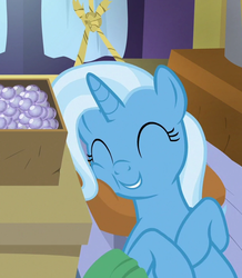 Size: 624x716 | Tagged: safe, screencap, trixie, pony, unicorn, g4, road to friendship, cheek squish, cropped, cute, diatrixes, eyes closed, female, hammock, mare, pillow, solo, squishy cheeks