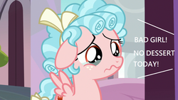 Size: 1280x720 | Tagged: safe, edit, edited screencap, screencap, cozy glow, pegasus, pony, g4, marks for effort, 1000 hours in ms paint, abuse, bow, cozybetes, cozybuse, crying, cute, dialogue, female, filly, foal, hair bow, sad, wavy mouth