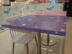 Size: 4608x3456 | Tagged: safe, fluttershy, twilight sparkle, pony, g4, official, kumoya, singapore, table