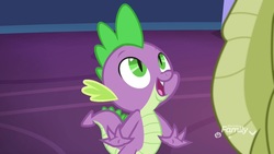 Size: 1920x1080 | Tagged: safe, screencap, sludge (g4), spike, dragon, father knows beast, g4, happy, male, winged spike, wings
