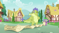 Size: 1280x720 | Tagged: safe, screencap, sludge (g4), spike, dragon, father knows beast, g4, list, male, winged spike, wings