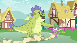 Size: 1280x720 | Tagged: safe, screencap, sludge (g4), spike, dragon, father knows beast, g4