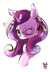 Size: 459x636 | Tagged: safe, artist:tohupo, princess cadance, pony, g4, female, glasses, heart, mare, meganekko, one eye closed, solo, wink