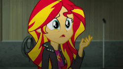 Size: 600x338 | Tagged: safe, screencap, sunset shimmer, equestria girls, g4, my little pony equestria girls: rainbow rocks, animated, clothes, female, jacket, solo