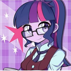 Size: 273x276 | Tagged: safe, artist:caibaoreturn, sci-twi, twilight sparkle, equestria girls, g4, clothes, cropped, crystal prep academy uniform, cute, female, glasses, looking at you, ponytail, school uniform, smiling, twiabetes