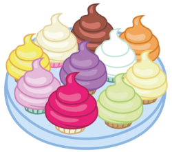 Size: 3789x3346 | Tagged: safe, artist:dragonchaser123, father knows beast, cupcake, food, high res, no pony, resource, simple background, transparent background, tray, vector