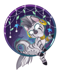 Size: 735x900 | Tagged: safe, artist:fuyusfox, zecora, pony, zebra, g4, cute, ear piercing, earring, female, glowing eyes, jewelry, leg rings, mare, neck rings, piercing, simple background, solo, transparent background, watermark, white eyes