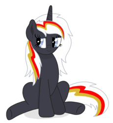 Size: 757x822 | Tagged: safe, artist:dijhojee, oc, oc only, oc:velvet remedy, pony, unicorn, fallout equestria, fallout, fanfic, fanfic art, female, hooves, horn, mare, simple background, sitting, smiling, solo, transparent background