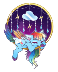 Size: 726x900 | Tagged: safe, artist:fuyusfox, rainbow dash, pegasus, pony, g4, colored hooves, colored wings, colored wingtips, cute, dashabetes, eyes closed, female, mare, night, simple background, sleeping, solo, tail feathers, transparent background, unshorn fetlocks, watermark