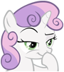 Size: 90x102 | Tagged: safe, artist:alisonwonderland1951, edit, edited screencap, screencap, sweetie belle, pony, family appreciation day, g4, boop, emoji, evil grin, eyebrows, female, grin, picture for breezies, raised eyebrow, reaction image, self-boop, simple background, smiling, solo, transparent background, vector