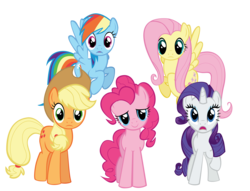 Size: 11514x8797 | Tagged: safe, artist:ace play, applejack, fluttershy, pinkie pie, rainbow dash, rarity, earth pony, pegasus, pony, unicorn, friendship is magic, g4, absurd resolution, female, looking at you, mare, remane five, simple background, transparent background, varying degrees of want, vector