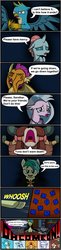 Size: 440x1811 | Tagged: safe, artist:metal-jacket444, gallus, ocellus, sandbar, silverstream, smolder, yona, changedling, changeling, dragon, earth pony, griffon, hippogriff, pony, yak, comic:the dark labyrinth, g4, bait and switch, clothes, comic, costume, dungeons and dragons, nightmare night costume, ogres and oubliettes, student six