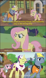 Size: 604x1019 | Tagged: safe, edit, edited screencap, screencap, dandy grandeur, fluttershy, hard hat (g4), wrangler, earth pony, pony, fluttershy leans in, g4, comic, duck the great western engine, gordon the big engine, hard hat, henry the green engine, james the red engine, pop goes the diesel, screencap comic, thomas and friends, thomas the tank engine
