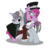 Size: 2400x2300 | Tagged: safe, artist:geraritydevillefort, pinkie pie, rainbow dash, earth pony, pegasus, pony, the count of monte rainbow, g4, clothes, crossover, dr jekyll and mr hyde, dr pinkie and miss pie, hat, high res, musical, open mouth, simple background, the count of monte cristo, top hat, transparent background, unamused