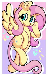 Size: 625x975 | Tagged: safe, artist:daddy-bones, fluttershy, pegasus, pony, g4, cute, female, looking away, looking sideways, mare, shy, shyabetes, smiling, solo, spread wings, wings