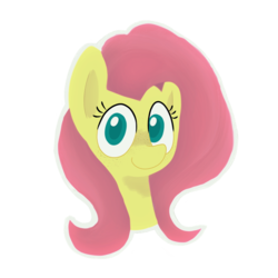 Size: 1145x1144 | Tagged: safe, artist:rozzertrask, artist:rozzyisdizzy, fluttershy, pegasus, pony, g4, bust, female, freckles, looking at you, mare, outline, portrait, simple background, smiling, solo, transparent background, white outline