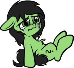 Size: 651x598 | Tagged: safe, artist:duop-qoub, edit, oc, oc:filly anon, pony, crying, female, filly, injured, sad, simple background, sitting, transparent background