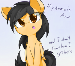 Size: 1125x1000 | Tagged: safe, artist:anonymous, artist:dshou, edit, oc, oc:filly anon, /mlpol/, cute, female, filly, food, looking up, open mouth, orange, sitting, talking, wings