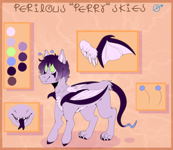 Size: 1768x1533 | Tagged: safe, artist:cinnamonsparx, oc, oc only, oc:perilous skies, oc:porcelain skies, bat pony, pony, antennae, augmented tail, male, paws, reference sheet, rule 63, solo, stallion