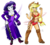 Size: 3141x2844 | Tagged: safe, artist:danmakuman, edit, applejack, rarity, human, equestria girls, g4, adorasexy, bikini, breasts, cleavage, clothes, costume, cowgirl, cute, dress, duo, female, fishnet clothing, fishnet stockings, garter belt, high heels, high res, lesbian, sexy, ship:rarijack, shipping, shoes, simple background, socks, stockings, thigh highs, white background