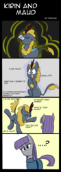 Size: 1000x2800 | Tagged: safe, artist:zouyugi, maud pie, winter flame, earth pony, kirin, pony, g4, sounds of silence, clothes, comic, dialogue, eyes closed, female, floppy ears, happy, head tilt, mare, smiling