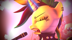 Size: 3840x2160 | Tagged: safe, artist:apexpredator923, pinkie pie, rarity, pony, g4, 3d, alternate hairstyle, drums, high res, microphone, musical instrument, nose wrinkle, punk, punk rock, raripunk, solo focus