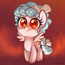 Size: 1800x1800 | Tagged: safe, artist:dawnfire, cozy glow, pegasus, pony, g4, school raze, adoracreepy, cozybetes, creepy, cute, evil, face of mercy, female, filly, foal, pure concentrated unfiltered evil of the utmost potency, pure unfiltered evil, red background, red eyes, simple background, smiling, solo