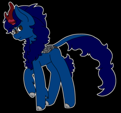Size: 2206x2055 | Tagged: safe, artist:calibykitty, oc, oc only, oc:midnight, oc:midnight specter, kirin, black background, cute, female, high res, kirin-ified, mare, outline, raised hoof, simple background, solo, species swap