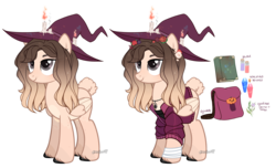 Size: 8000x4872 | Tagged: safe, artist:sweet-caramella, oc, oc only, pegasus, pony, absurd resolution, candle, cyrillic, female, hat, mare, rabbit tail, reference sheet, russian, simple background, solo, transparent background, witch hat