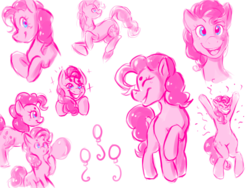 Size: 1280x960 | Tagged: safe, artist:boyslushie, pinkie pie, earth pony, pony, g4, bipedal, cutie mark, female, happy, looking at you, mare, simple background, sketch, sketch dump, smiling, white background