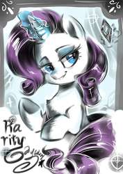 Size: 2480x3507 | Tagged: safe, artist:oofycolorful, rarity, pony, g4, chest fluff, female, glowing horn, high res, horn, magic, mare, solo