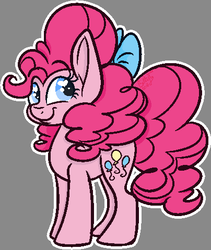 Size: 404x479 | Tagged: safe, artist:binkyt11, derpibooru exclusive, pinkie pie, earth pony, pony, g4, bow, female, gray background, hair bow, heart eyes, mare, medibang paint, pixel art, simple background, solo, wingding eyes