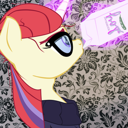 Size: 3000x3000 | Tagged: safe, artist:aaronmk, moondancer, pony, unicorn, g4, bust, clothes, drinking, female, glasses, high res, magic, mare, solo, soy, sweater, vector