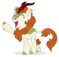 Size: 9960x9575 | Tagged: safe, artist:cirillaq, autumn blaze, kirin, sounds of silence, a kirin tale, absurd resolution, awwtumn blaze, cloven hooves, cute, eyes closed, female, happy, open mouth, raised hoof, simple background, singing, solo, transparent background, vector