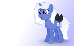 Size: 4167x2617 | Tagged: safe, artist:potato22, oc, oc only, oc:discord, pony, unicorn, bow, discord (program), female, gradient background, mare, open mouth, ponified, smiling, solo, tail bow