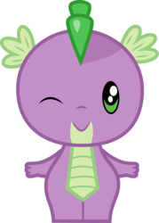 Size: 3000x4196 | Tagged: safe, artist:cloudy glow, spike, dragon, g4, chibi, cute, cutie mark crew, looking at you, male, one eye closed, simple background, solo, spikabetes, toy, transparent background, wink