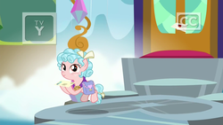 Size: 1920x1080 | Tagged: safe, screencap, cozy glow, pegasus, pony, g4, school raze, female, filly, foal, letter, saddle bag, school of friendship, solo, tv rating, tv-y