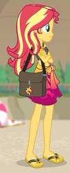 Size: 855x2100 | Tagged: safe, screencap, sunset shimmer, equestria girls, equestria girls specials, g4, my little pony equestria girls: better together, my little pony equestria girls: forgotten friendship, beach, clothes, cropped, feet, female, flip-flops, legs, sandals, sarong, sexy, solo, swimsuit