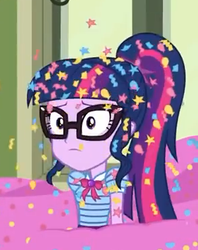 Size: 294x372 | Tagged: safe, screencap, sci-twi, twilight sparkle, best trends forever, best trends forever: pinkie pie, equestria girls, g4, my little pony equestria girls: better together, cropped, female, glasses, ponytail, solo